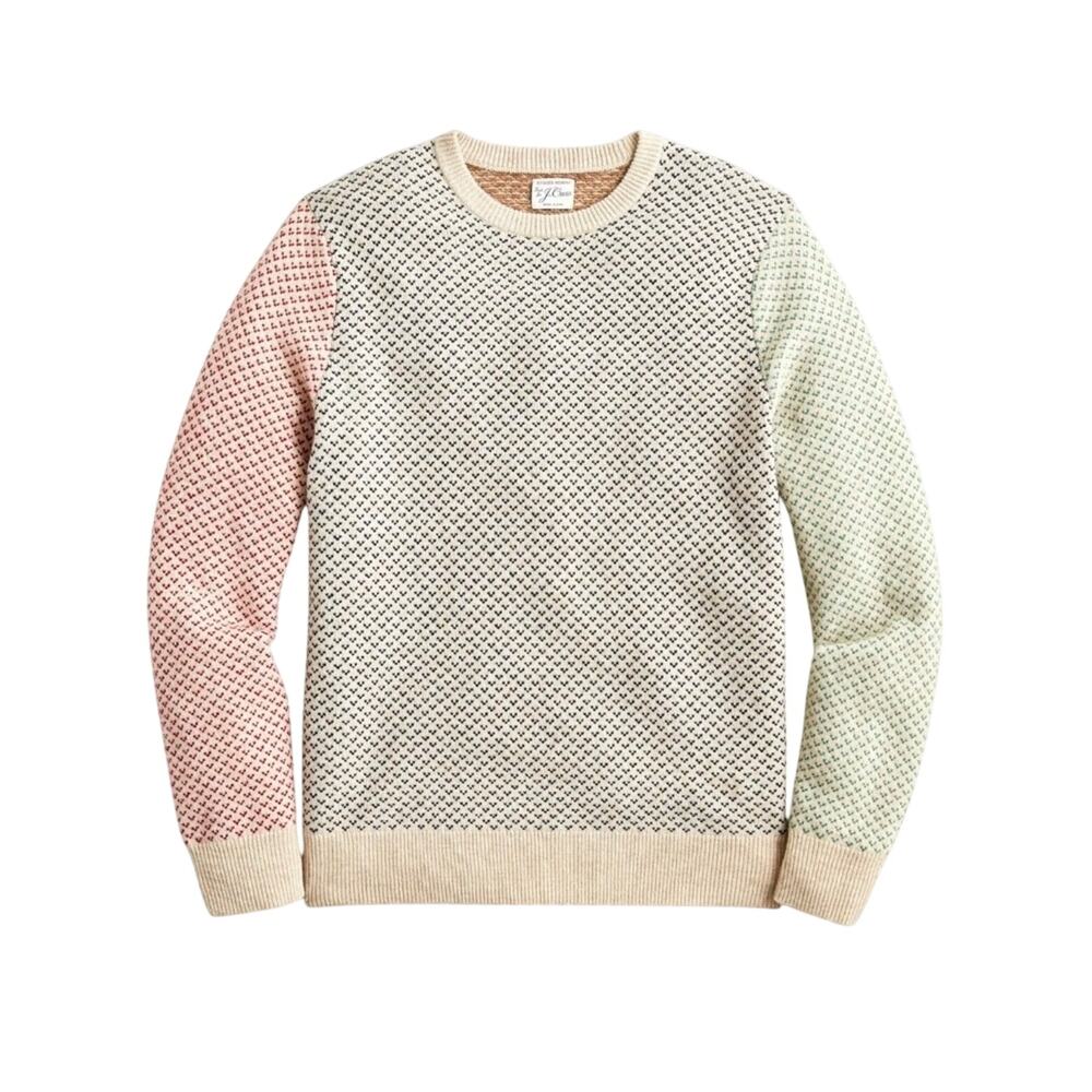 NWOT J.Crew Men's Rugged Merino Wool-Blend Bird's-Eye Sweater Multicolor Small